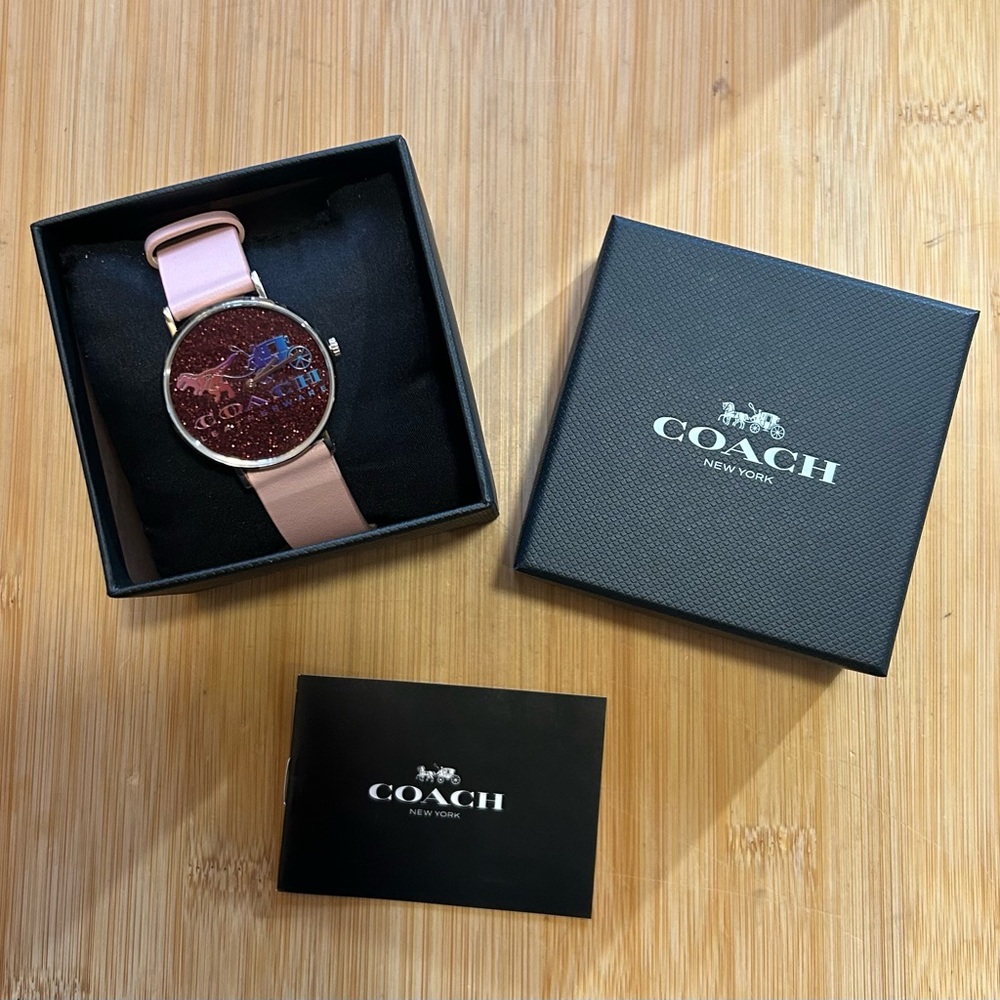 Coach Perry Watch With 36mm Sparkley Face With Carriage & Pink Leather Band - Picture 7 of 7
